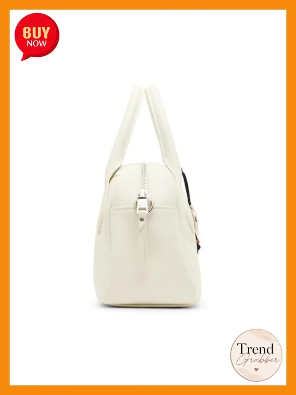 Faux Leather Satchel with Crossbody Strap, Zipper Closure, Top Handle